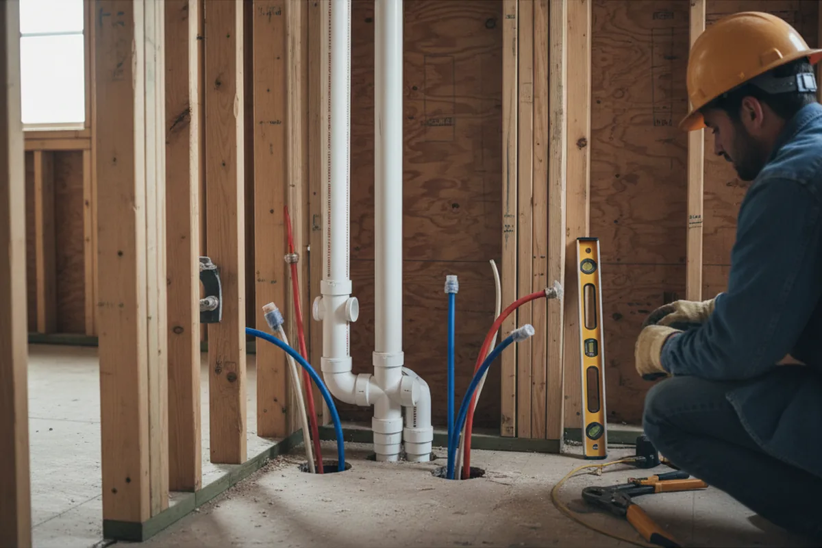 Drain and supply rough-in during Drain Cleaning in Quinlan