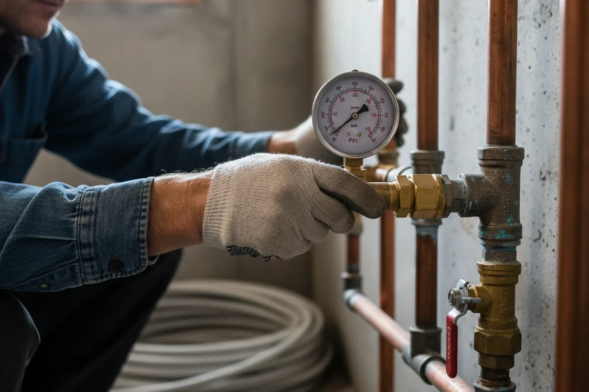 Pressure testing a repaired line during Water Line Repair in Quinlan